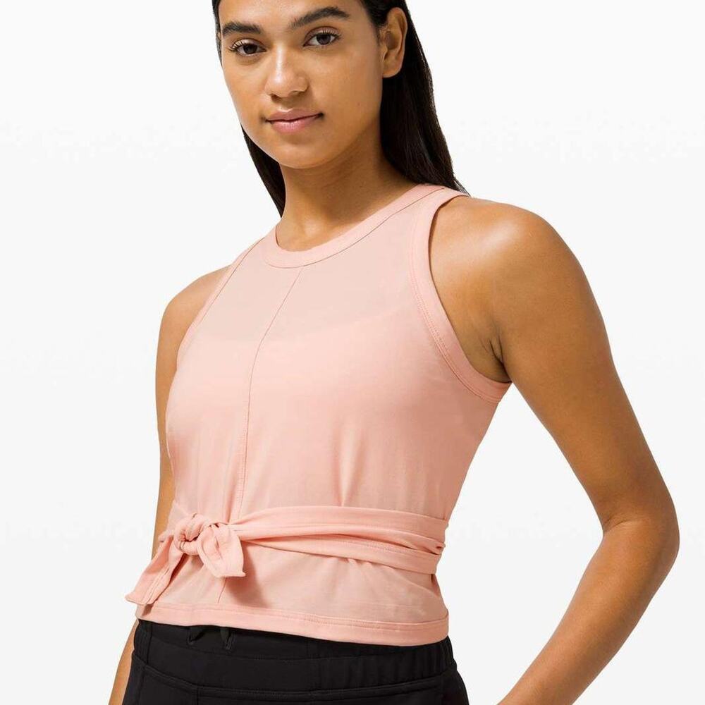 Lululemon It’s a Tie Tank Top Wrap Top in Pink Mist Size Medium Balletcore